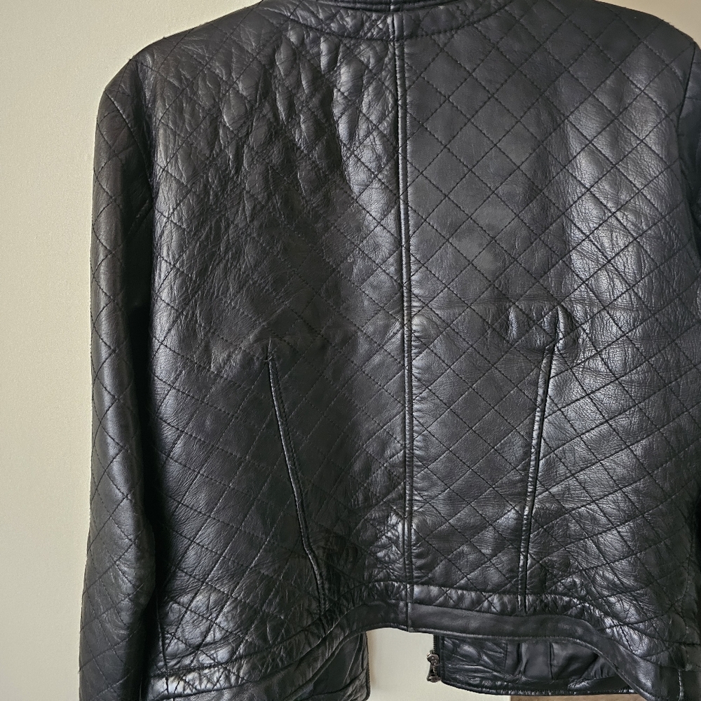 Andrew Marc Black Quilted Leather Jacket